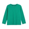 thumbnail image 5 of Splozh Fall Blouse Girls Long Sleeved Tops Comfortable Soft Breathable Fashionable Solid Color Girls Tops Green,14-15 Years, 5 of 5