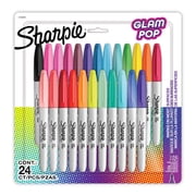 Sharpie Glam Pop Permanent Markers, Fine Point, Assorted Colours, 24 Count