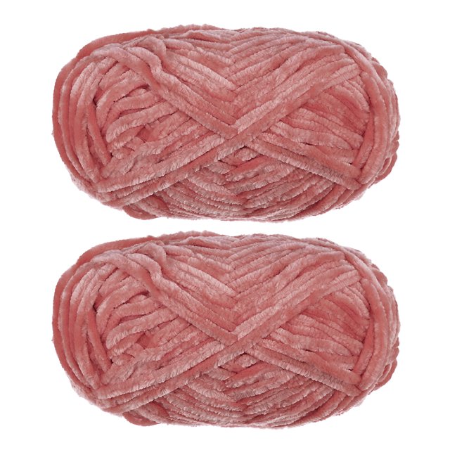 Unique Bargains 2 Pelotes Fil Velours Fil Chenille 87,49 Verges Polyester Fil Doux pour Couverture 2 Pcs Rose Foncé