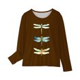 thumbnail image 4 of RXIRUCGD Chemises à Manches Longues pour Filles, Col Rond Mignon, Blouses Décontractées Élégantes (Marron, Taille : 4 Ans), 4 of 5