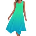 thumbnail image 1 of Ovzne Robes d'Été pour Femmes 2025 Robe de Plage Robe Dégradée pour Femme Sans Manches Col Ras du Cou à Cordon Décontractée à Volants Jupe Trapèze Mini Grande Taille Robe Maxi Liquidation, 1 of 7