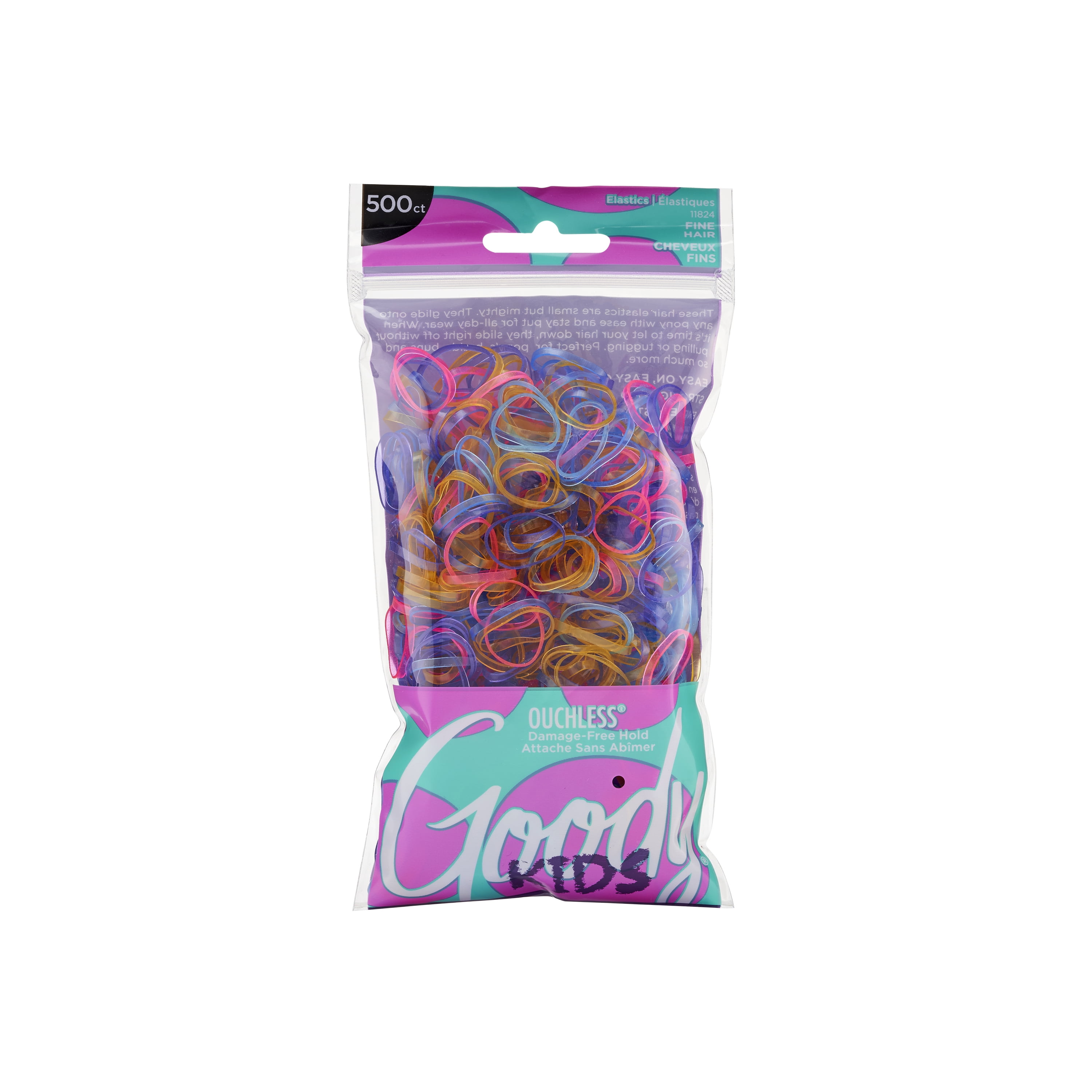 Goody Kids Ouchless Hair Elastics for Fine Hair, Assorted Colors, 500 Count