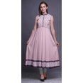 thumbnail image 2 of Bimba Robe Anarkali Rose Cochon Damassé Col Mandarin Sans Manches Kurtis pour Femmes Imprimé Robe Maxi Très Grande, 2 of 6