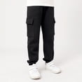 thumbnail image 4 of MIASHUI Girls Sweatpants Unisex Children Cargo Pants Kids Solid Color Trousers,Black,7-8 Years, 4 of 4