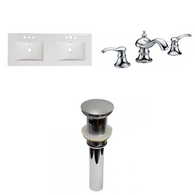 American Imaginations 48-in. W 3H8-in. Ceramic Top Set In White Color - Overflow Drain Incl. AI-31683