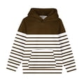 thumbnail image 3 of RXIRUCGD Girls Hoodie Lightweight Sweatshirt, Color Block Striped Pullover Sweatshirt Fall Fashion Girls Clothes, Girls Brown Sweatshirt Size 9-10 Years, 3 of 7