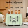 thumbnail image 2 of LONGDEEM 4 Slice Toaster, 6 Browning Options, Wide Slots, High Lift Lever, Dual Controls, Green, 2 of 7