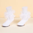 thumbnail image 2 of WUANDIXFA Ruffle Ankle Socks Baby Girl Pearl Girls Baby Socks Solid Color Combed Cotton Lace Princess Socks Performance Dance Socks White,4-6 Years, 2 of 6