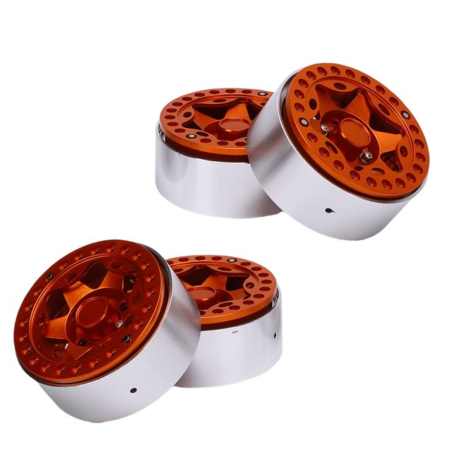 Moyeu de Roue RC, 4 Pcs Moyeu de Jante à Perles de 1,9 Po Antirouille pour Réparation Bleu, Orange