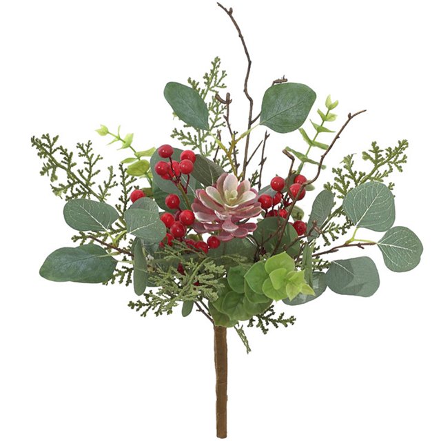 Artificial Leaf Pick Realistic Fake Greenery Stem Faux Leaf Branch for Christmas