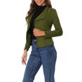 thumbnail image 4 of INSPIRE CHIC Blazer à Col Drapé en Faux Suède pour Femme, Manches Longues, Ouvert à l'Avant, Veste S Vert Armée, 4 of 6