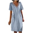 thumbnail image 2 of LOVZFMLL Robe d'Été Aguichant et Tendance à Imprimé Sans Manches à Col en V pour Femme Bleu Pâle m, 2 of 4