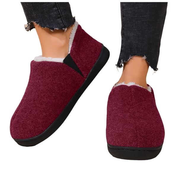 Womens Mens Winter Snow Boots Indoor Slippers House Shoes with Fleece Lined for Seniors Non Slip Warm Slip on Ankle Booties