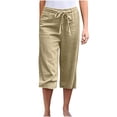 thumbnail image 1 of Pantalon à Taille Élastique pour Femmes, Décontracté, Couleur Unie, Pantalon Court, Poches à Bandage, Taille Élastique, Pantalon Droit Confortable, Pantalon pour Femmes, Taille Élastique, Pantalon de Pyjama Doux pour Femmes, 1 of 9