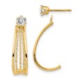 thumbnail image 1 of 14 Carats Or Jaune J Cerceau Poli W / Cz Boucles d'Oreilles, 1 of 2