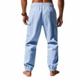 thumbnail image 4 of Dagugfen Mens Cargo Pants Summer Elastic Waist Drawstring Baggy Lightweight Work Lounge Pans Pockets, 4 of 8