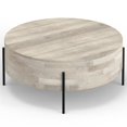 thumbnail image 3 of Pemberly Row Table Basse Tambour Urbain Rond en Bois de Manguier de 38 Pouces de Large, Fini Blanchi Blanc, 3 of 9