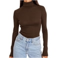 thumbnail image 1 of Dealovy Long Sleeve Shirts for Women Plus Size High Neck Basic Going out Tops Solid Color Undershirts, 1 of 7