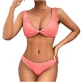 thumbnail image 1 of Penkiiy Women Triangle Halter Thong Bikini Set Ruffle Sexy String Two Piece Swimsuit Bathing Swimwear XL Pink, 1 of 4