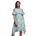 thumbnail image 1 of Bimba Robe Droite à Épaules Dénudées Style Chic pour Femmes à Imprimé d'Oiseaux Verts Tunique d'Été - Grand, 1 of 6