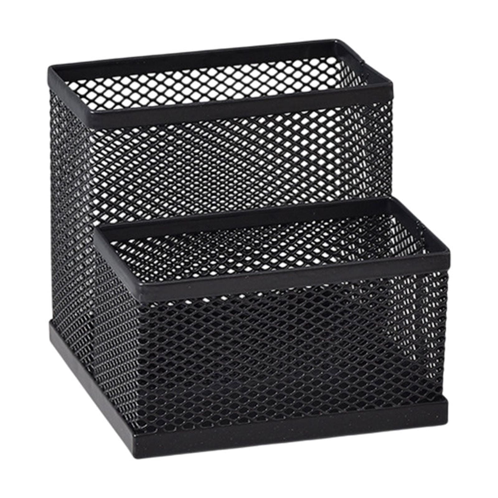 Desk Organizer Two Compartment Desk Organizer 10.5x10.5x9.7cm, Metal Mesh Pen Holder with Multiple Storage Sections, Office Desktop Organizer for Stationery Supplies, School Home Office Organization