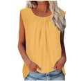thumbnail image 1 of lcziwo Débardeur Estival Décontracté pour Femme Froncé Sans Manches en Coton et Lin Tunique Col Rond Confortable Doux Coupe Ample Gilet Chemise, Jaune, TTG, 1 of 9