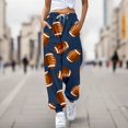 thumbnail image 1 of MKLEKYY Vêtements d'Automne pour Femmes Pantalon de Rugby Imprimé Poches Lâches Sangle Cheville Taille Haute Pantalon de Randonnée Décontracté, 1 of 3