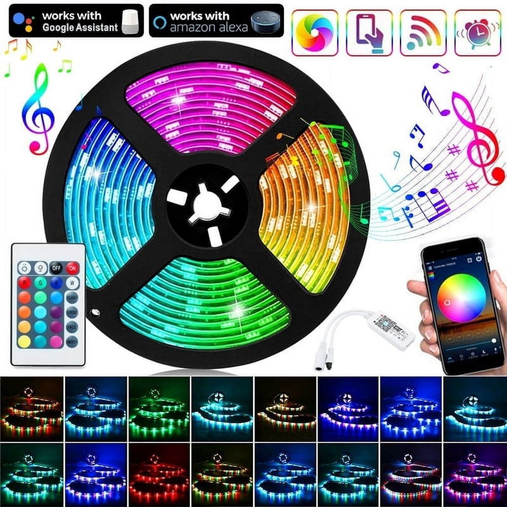 MesaSe LED Strip Lights  16.4ft(5m) Smart WiFi LED Lights Works with  and Google Home  APP Control  16 Million Colors  Music Sync  RGB Color Changing LED Strips for Bedroom  Home  TV  Kit