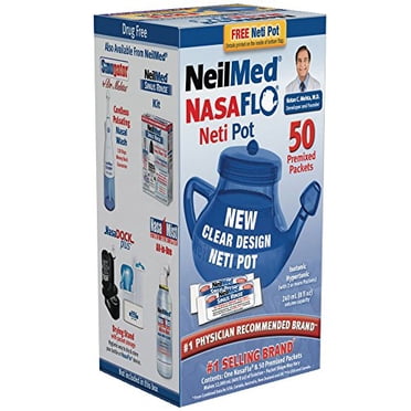 Nasaflo Pot Pour Neti Transparent Avec 50 Sachets Prêts À
