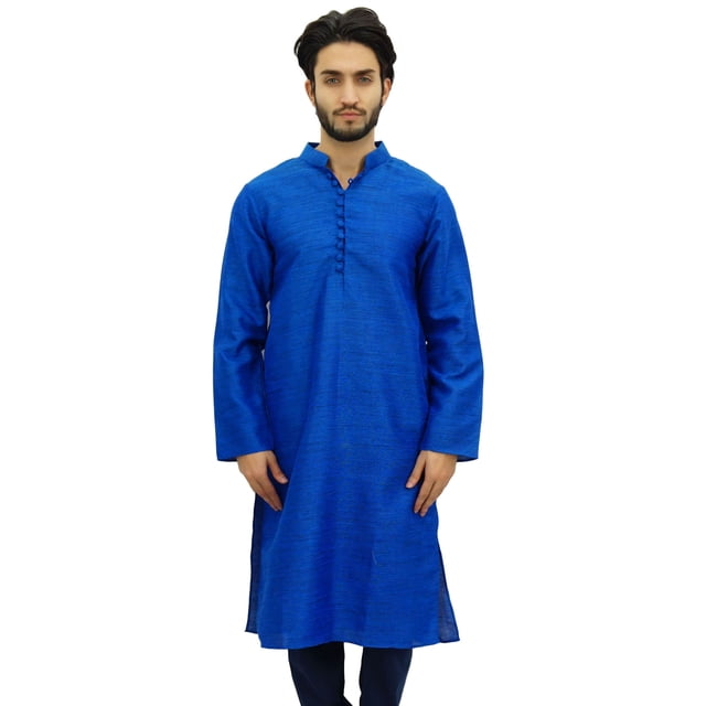 Atasi Ethnic Men's Blue Kurta Pyjama Set Bollywood Designer Shirt-Large
