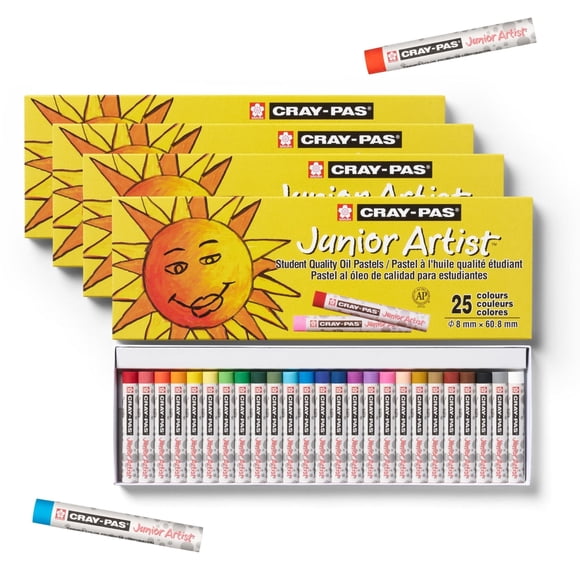 Sakura Cray-Pas Junior Artist Oil Pastel Set, 25 Colors, 4 Sets of 25