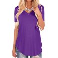 thumbnail image 1 of MAWCLOS Ladies Tee Solid Color T Shirt V Neck Tops Casual Holiday Short Sleeve Tunic Blouse Purple L, 1 of 6