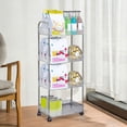 thumbnail image 3 of Four-Tier Floor Storage Rack, Multi-Layer Transparent Cabinet on Wheels, for Kitchen, Bathroom, and Living Room, Durable and Versatile Organizer, 3 of 7