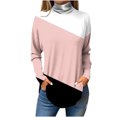 thumbnail image 1 of FAIWAD Womens Turtleneck Tunic Tops Long Sleeve Color Block Pullover Tops Casual Loose Trendy Tops, 1 of 3