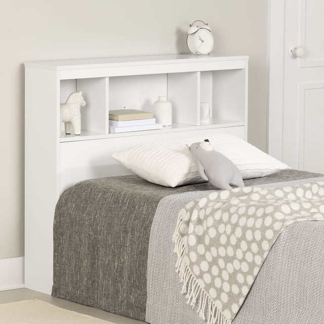 South Shore Summertime Twin Bookcase Headboard, in Pure White
