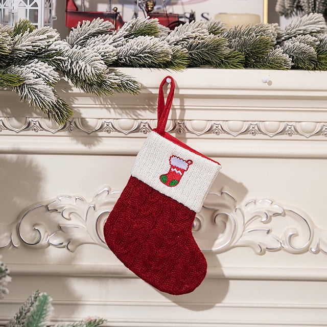 Vaidha Christmas Decorations Red Knitted Alphabet Embroidered Christmas Socks Colorful 26 Letter Gift Socks