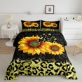 thumbnail image 2 of Erosebridal Botanical Sunflower Bedding Twin Comforter Set, Gold Leopard Cheetah Print Duvet Insert, Reversible 2pcs, 2 of 7
