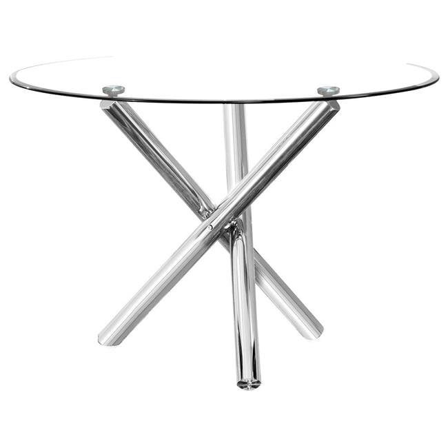 Best Master Furniture T248 Round Dining Table 43 in. Beverly Round Glass Dining Table, Chrome