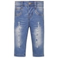 thumbnail image 1 of KIDSCOOL SPACE Baby Girls Little Kid Elastic Ripped Jeans StoneWashed Pants,12-18 Months, 1 of 8