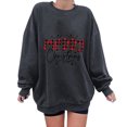 thumbnail image 2 of Hauts pour Adolescentes Mode Femmes Décontracté Imprimé Col Rond Manches Longues T-Shirt Ample Blouse d'Automne Chandail Sans Capuche Chandails en Molleton Assortis en Liquidation, 2 of 5