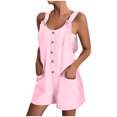 thumbnail image 1 of Kcodviy Short Rompers for Women Romper for Women Casual Summer Casual Button Rompers Velour Jumpsuit Women Overalls Jumpsuit Shorts Button Womens Strapless Jumpsuit Rompers, 1 of 5