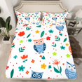 thumbnail image 2 of YST Owl Sheet Set King Sheet Set For Girls Kids Cute Flower Animal Sheets, Flying Bird Sheet Sets Botanical Flower Pattern 3D Animal Bedding Set, 1 Top Sheet 1 Fitted Sheet 2 Pillowcases, 2 of 5