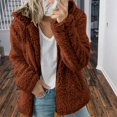 thumbnail image 2 of Womens Fuzzy Fleece Jackets 2023 Clearance Solid Zipper Sharpa Coat Fall Winter Warm Thick Hooded Jacket with Pockets, 2 of 6