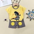 thumbnail image 2 of Girls Spring Outfits Summer Short Sleeved T Shirt Set Shorts Two Piece Set Baby Boy Clothes Gold 3-4 Years, 2 of 3
