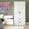 thumbnail image 2 of Better Home Products Armoire Garde-Robe en Bois à 2 Portes avec 2 Tiroirs, Blanc, 2 of 11