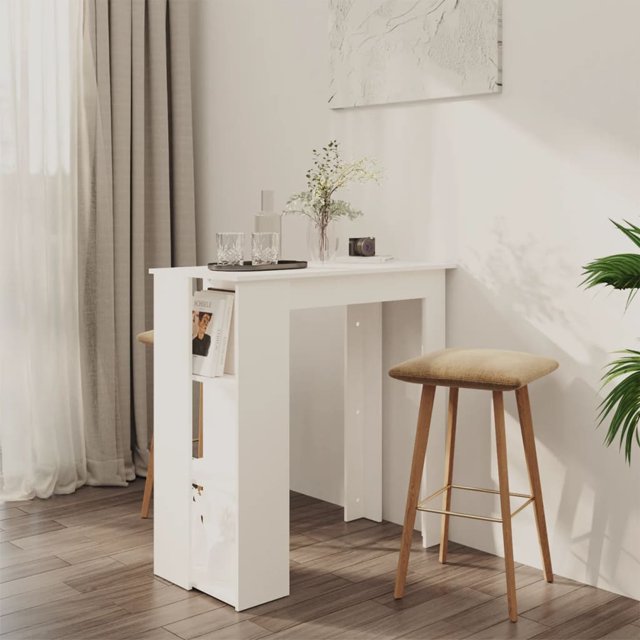 vidaXL Bar Table with Shelf White 102x50x103.5 cm Engineered Wood