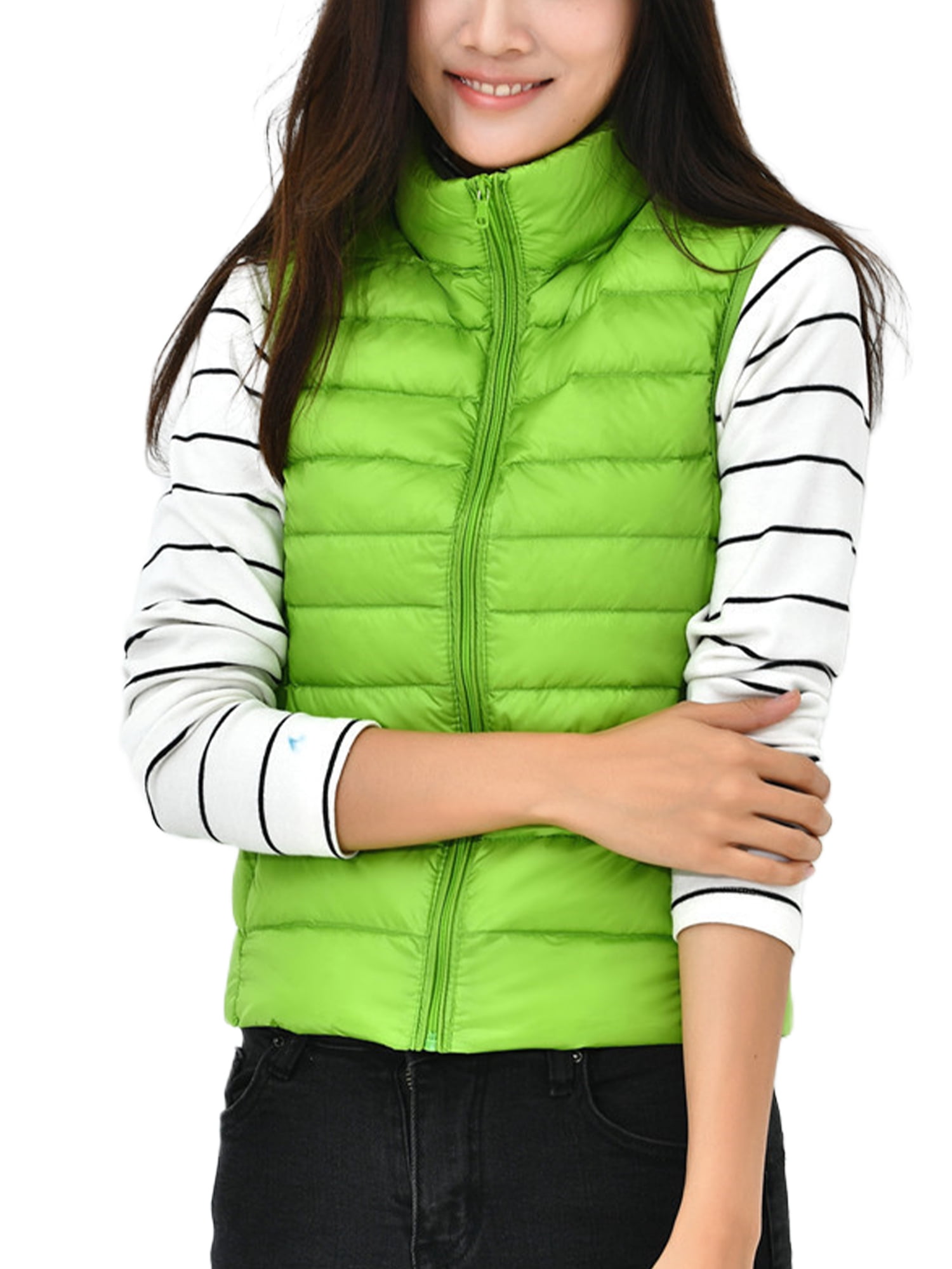 Innerwin Doudounes Manches Longues Gilet Matelassé Col Montant Chaud Vert TP