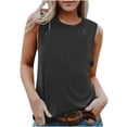 thumbnail image 2 of Débardeurs pour Femmes Zeophrasy Chemise Sans Manches pour Femmes Couleur Unie Col Rond Chemise Décontractée Débardeurs Blouse Sans Manches Excellent Cadeau à Petit Prix Gris Foncé TTG, 2 of 6