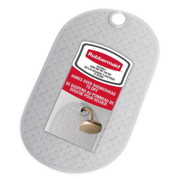 Rubbermaid Instamat Bath Tub Shower Mat, Non-Slip, Hangs on Showerhead for Quick Drying, 27.2" x 15.2", Clear