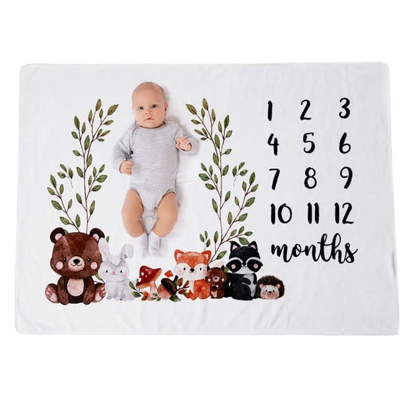 Baby Monthly Mileston Blanket Thick Flannel Fleece Photograph Prop